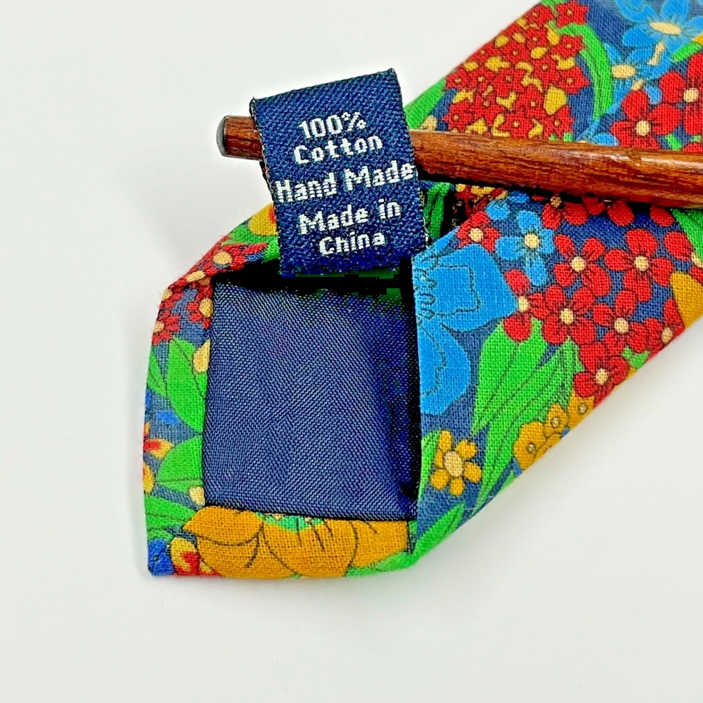 Otaa Australia 100% Cotton Hand-Made XL Necktie Bold Vibrant Colorful Floral 61" - Picture 9 of 9